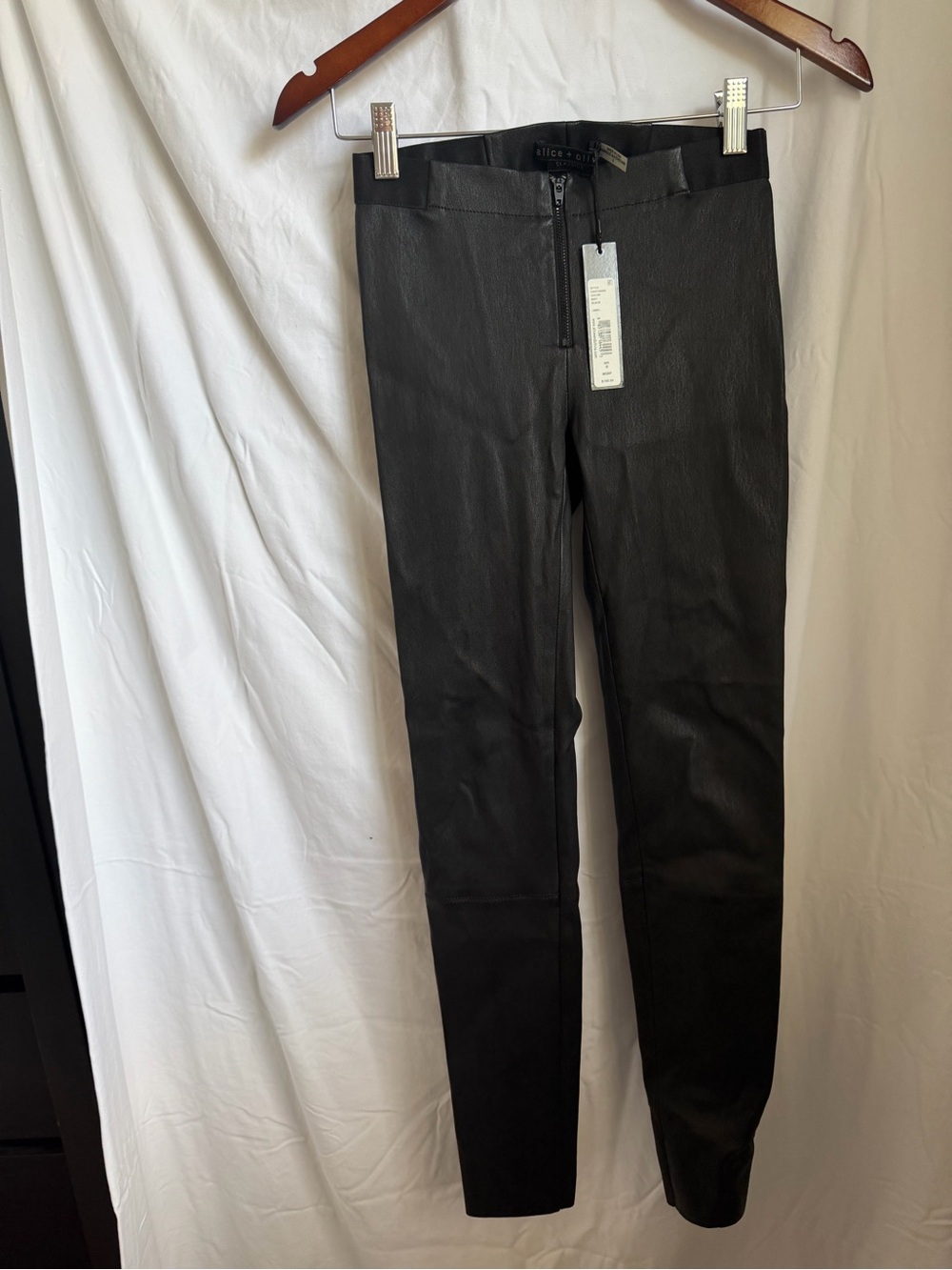 Alice + Olivia Black Leather Slim Men's Trousers